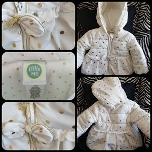 Toddler Girl white and gold puffer jacket